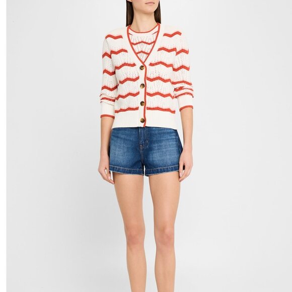 Veronica Beard Ansonia Stripe Open Stitch Cardigan - Picture 1 of 13